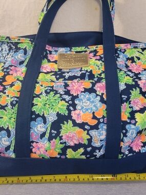 Lilly Pulitzer Disney Navy Floral Tote Bag with Gold Logo